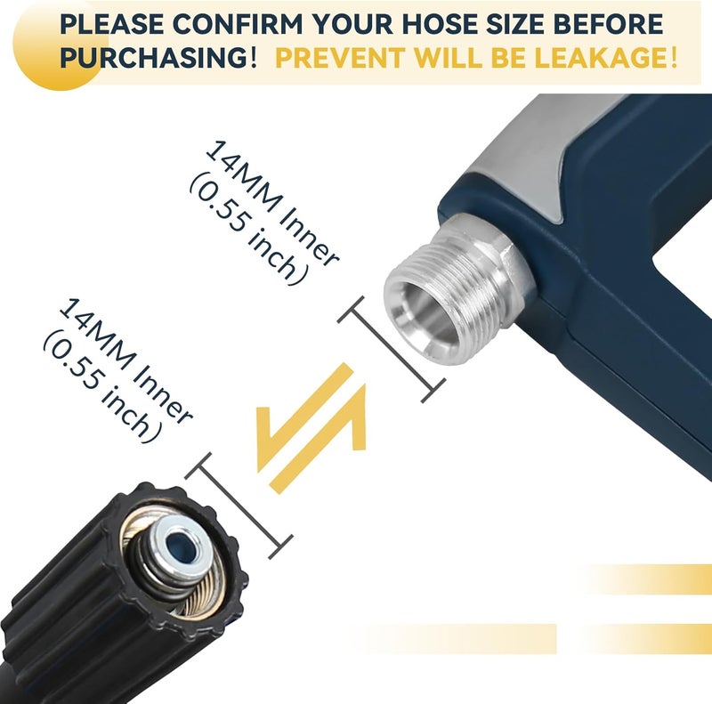 Sooprinse High Pressure Washer Gun with Replacement Wand Extension, Power Washer Gun, M22-14 Fitting, 5 Nozzle Tips, 42 Inch, 4000 PSI - Image 2